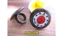 Bali Wood Rings Designs Shells Motif Hand Made